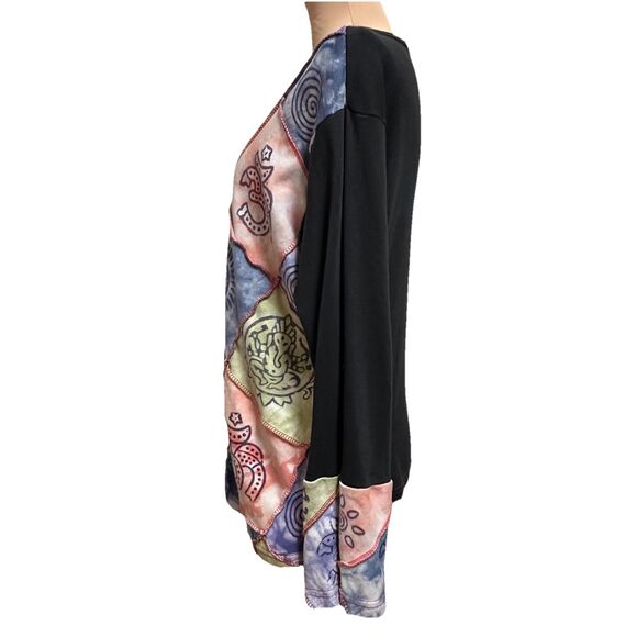 Tie Dye Boho Hippie Patchwork T Shirt Art To Wear Size L / XL Nepal Whimsy - Picture 2 of 10